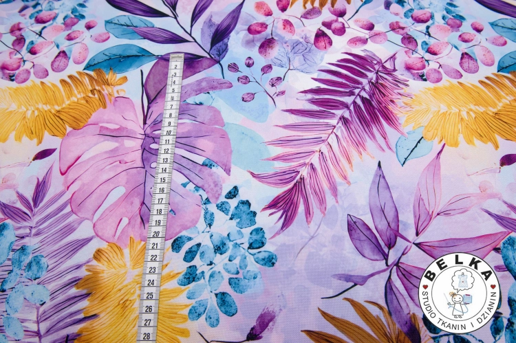 TKANINA WODOODPORNA MONSTERA FIOLET-15338