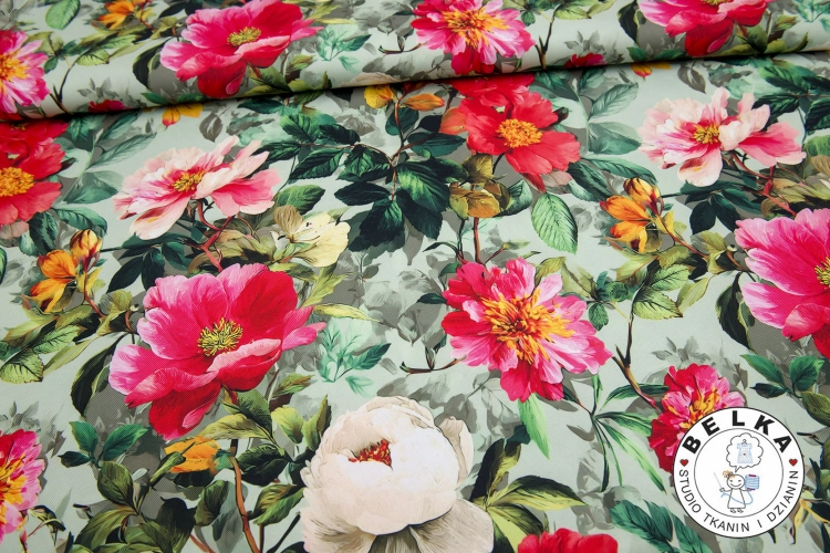 TKANINA WODOODPORNA KWIATY NA MIĘCIE-15342