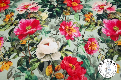 TKANINA WODOODPORNA KWIATY NA MIĘCIE-15343