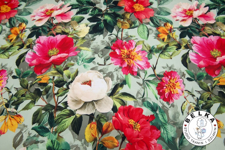 TKANINA WODOODPORNA KWIATY NA MIĘCIE-15343