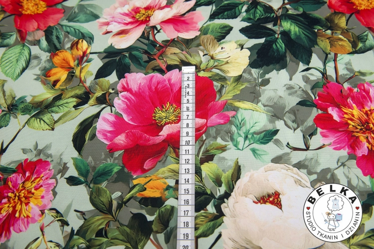 TKANINA WODOODPORNA KWIATY NA MIĘCIE-15344