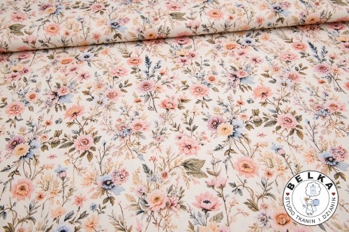 TKANINA WODOODPORNA ŁĄKA BEŻ-15350