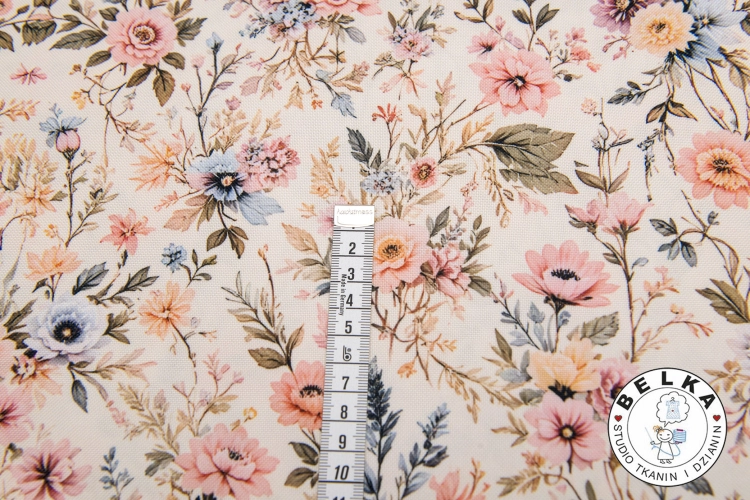 TKANINA WODOODPORNA ŁĄKA BEŻ-15352