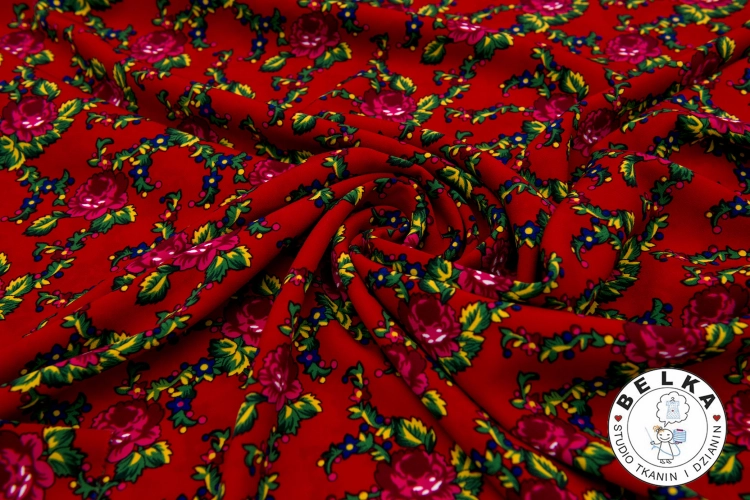 TKANINA ŻORŻETA GÓRALSKA CZERWONA-15414