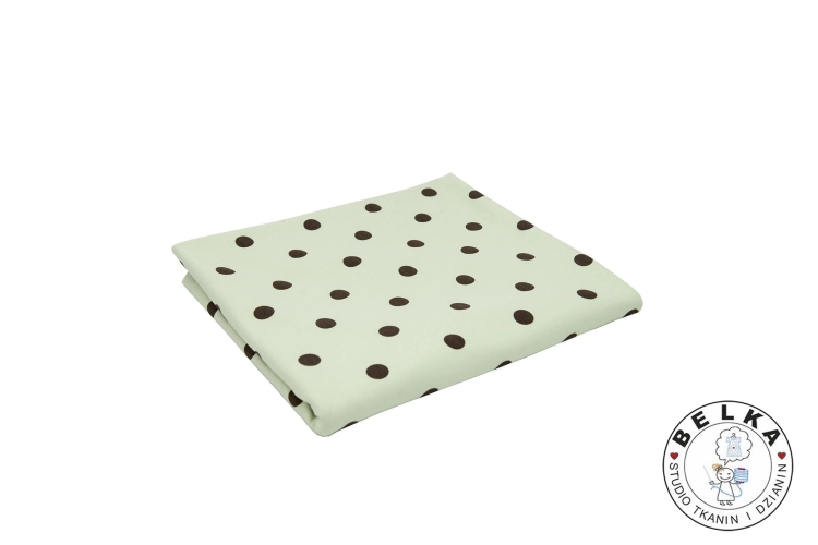 DZIANINA JERSEY BAWEŁNIANY KROPKI BRĄZ NA PISTACJI-15432