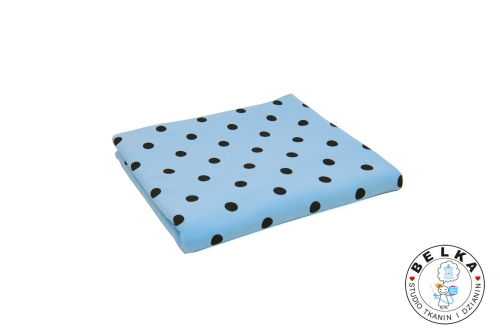 DZIANINA JERSEY BAWEŁNIANY KROPKI CZARNE NA NIEBIE-15503