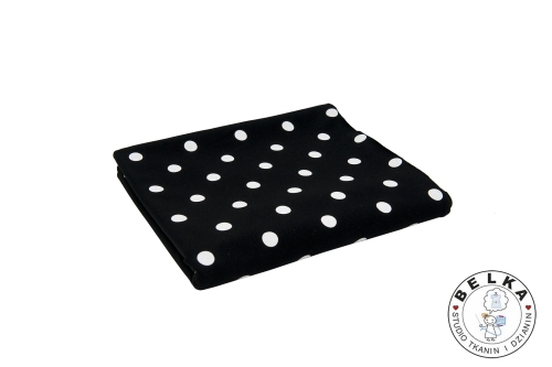 DZIANINA JERSEY BAWEŁNIANY KROPKI BIAŁE NA CZARNYM-15506