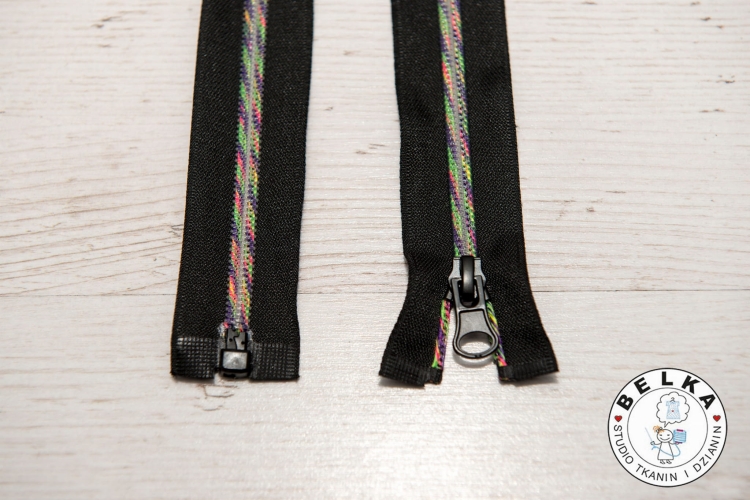 ZAMEK 16CM #5 SPIRALA NIEROZDZ. CZARNY TĘCZOWY-5190