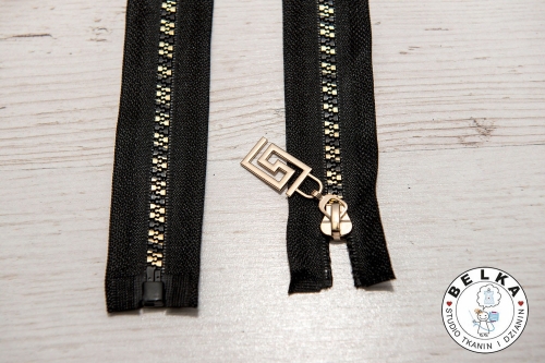 ZAMEK 55CM #5 KOSTKA ROZDZ. CZARNO-ZŁOTY PASY-5198