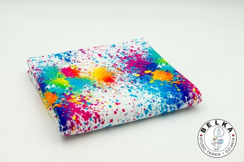 DZIANINA JERSEY CYFROWY KOLOROWE KLEKSY OFF WITHE-5543