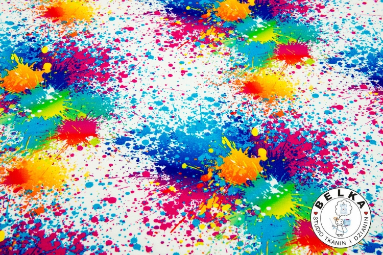 DZIANINA JERSEY CYFROWY KOLOROWE KLEKSY OFF WITHE-5541