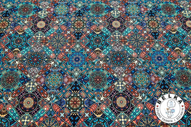 DZIANINA PĘTELKA CYFROWA MANDALE NIEBIESKIE-6059