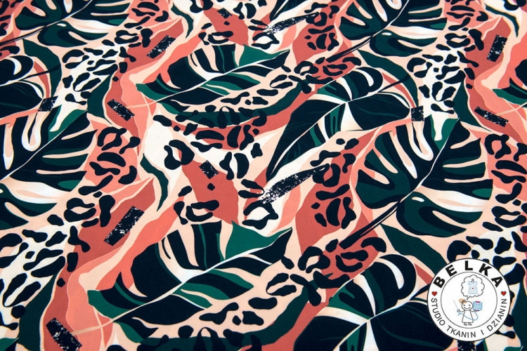 TKANINA SILK INDO CENTKI I LIŚCIE-6119