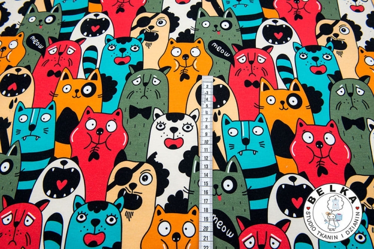 DZIANINA PĘTELKA CYFROWA SZALONE KOTY-6322