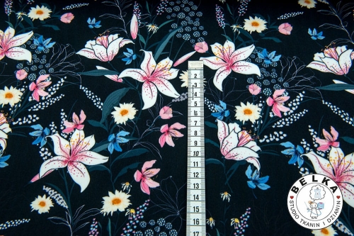 TKANINA SOFTSHELL KWIATY GRANAT-6785