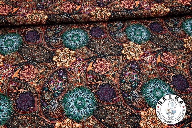 TKANINA WODOODPORNA ORNAMENT BRĄZ-7367