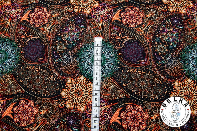 TKANINA WODOODPORNA ORNAMENT BRĄZ-7368