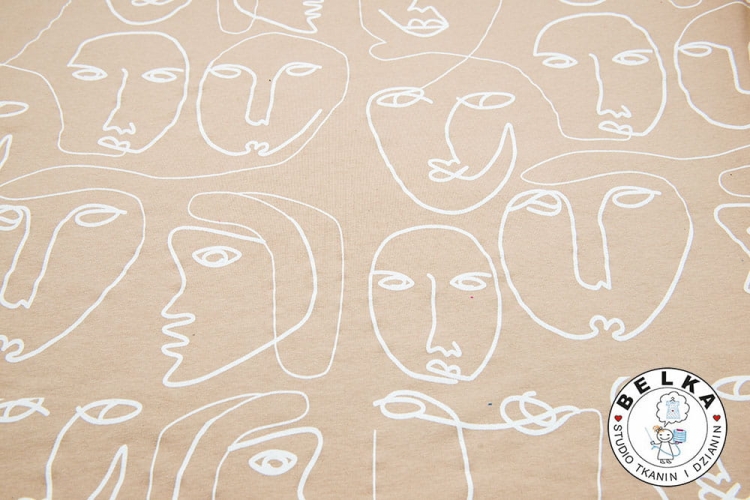 DZIANINA DRESÓWKA PĘTELKA PASTELOWY BEŻ SZKIC-7476