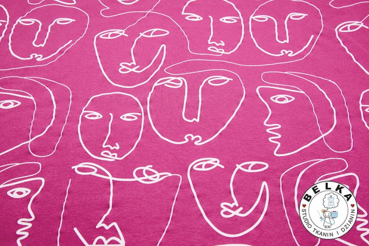 DZIANINA DRESÓWKA PĘTELKA RÓŻOWO FUKSJOWY SZKIC-7482