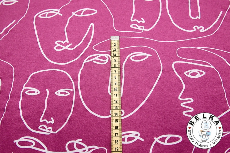 DZIANINA DRESÓWKA PĘTELKA RÓŻOWO FUKSJOWY SZKIC-7483