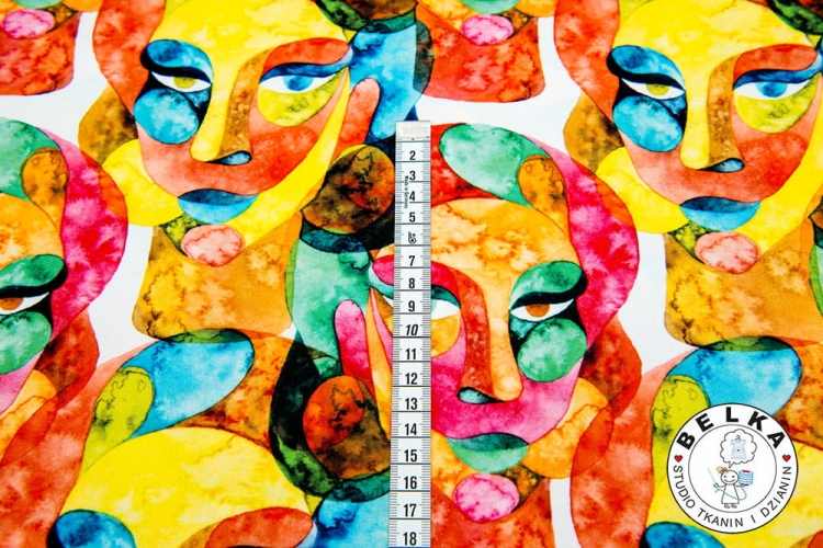 TKANINA SILK INDO TWILL KUBIZM ŻÓŁTY-7511