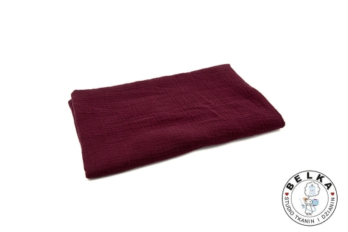 TKANINA DOUBLE GAUZE / MUŚLIN BORDO-7895