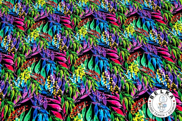 TKANINA SILK INDO TWILL KOLOROWE GAŁĄZKI-7914