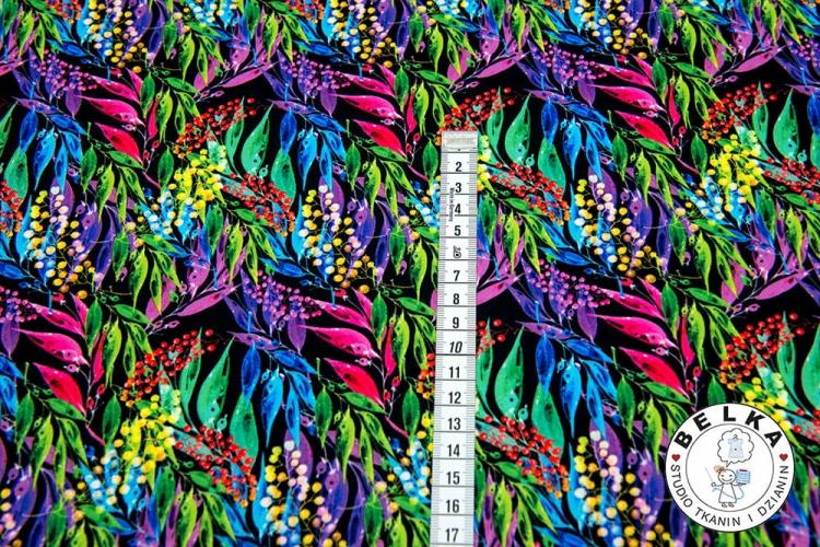 TKANINA SILK INDO TWILL KOLOROWE GAŁĄZKI-7915